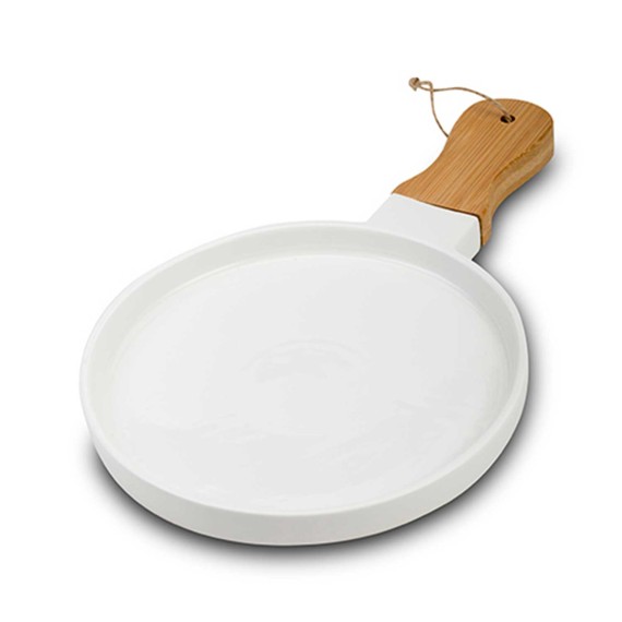 Plate NAVA 10-263-025 TERRESTRIAL WHITE W/BAMBOO HANDLE 40/26CM 