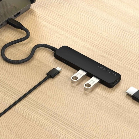Usb-узел SATECHI 4-in-1 USB-C Slim Multiport Adapter 4K (Black) (ST-P4SK)