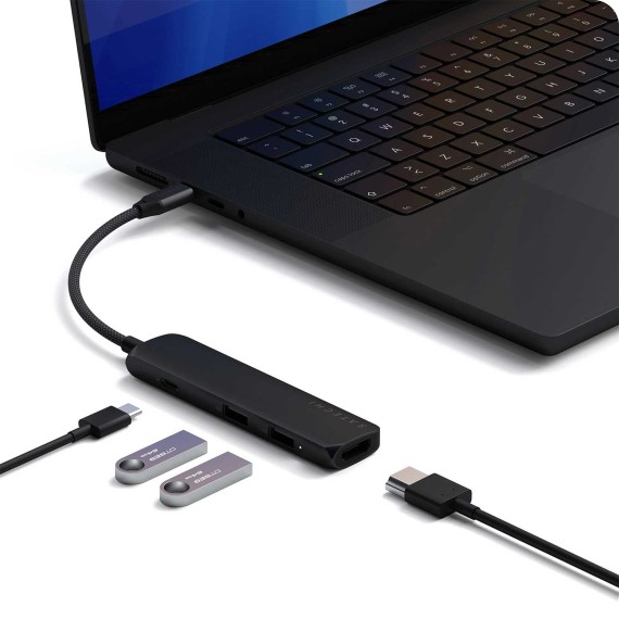Usb-узел SATECHI 4-in-1 USB-C Slim Multiport Adapter 4K (Black) (ST-P4SK)
