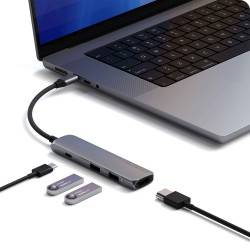 Usb-hub SATECHI 4-in-1 USB-C Slim Multiport Adapter 4K (Space Gray) (ST-P4SM)