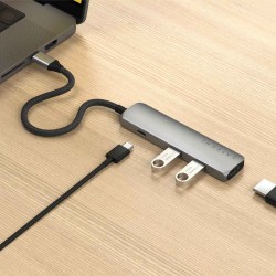 Usb-hub SATECHI 4-in-1 USB-C Slim Multiport Adapter 4K (Space Gray) (ST-P4SM)