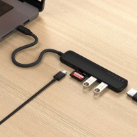 Usb-hub SATECHI 6-in-1 USB-C Slim Multiport Adapter (Black) (ST-P6SK)