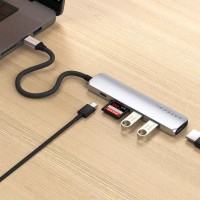 Usb-hub SATECHI 6-in-1 USB-C Slim Multiport Adapter (Silver) (ST-P6SS)