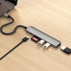 Usb-hub SATECHI 6-in-1 USB-C Slim Multiport Adapter (Space Gray) (ST-P6SM)
