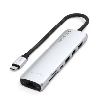 Usb-hub SATECHI 7-in-1 USB-C Slim Multiport Adapter with Ethernet (Silver) (ST-P7SS)