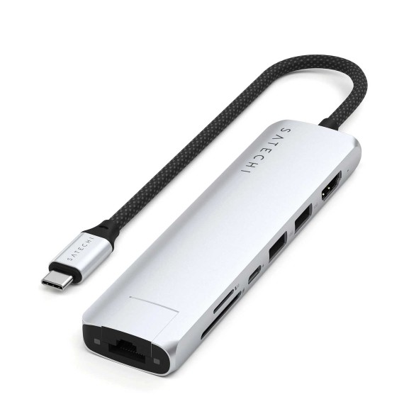 Usb-հանգույց SATECHI 7-in-1 USB-C Slim Multiport Adapter with Ethernet (Silver) (ST-P7SS)