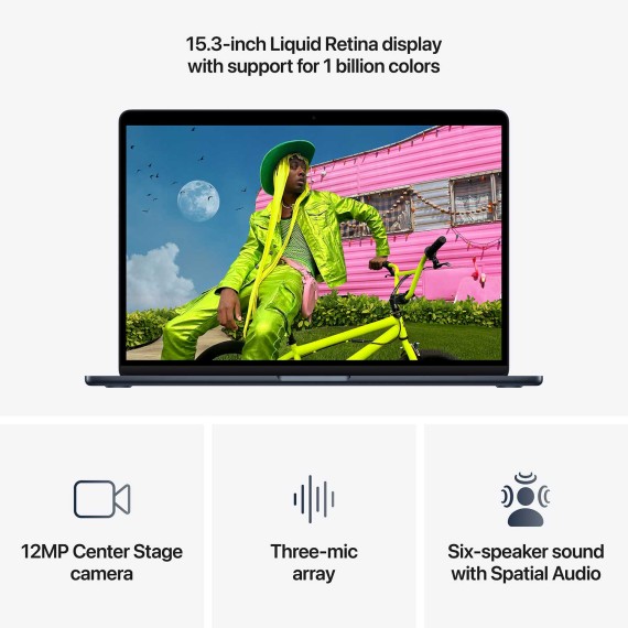 Նոթբուք APPLE MacBook Air 15 (Apple M5) 16GB 1TB (Midnight) (A3448) (MDVK4RU/A)