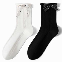 Socks XIMI 6941963963336FASHION POLKA DOT BOWKNOT MID-CALF SOCKS FOR WOMEN/ 1 PAIR (963336)