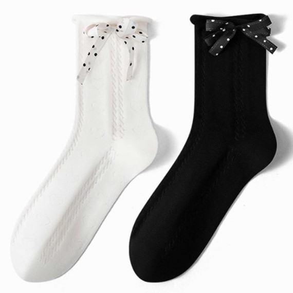 Носки XIMI 6941963963336FASHION POLKA DOT BOWKNOT MID-CALF SOCKS FOR WOMEN/ 1 PAIR (963336)