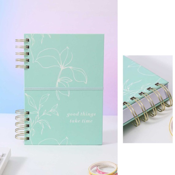 Концелярские товары XIMI 6941963952439 FLOWER HARDSHELL SPIRAL WEEK PLANNER NOTEBOOK A5 184 SHEETS (GREEN) (952439)