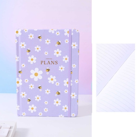 Stationery accessories XIMI 6941963952521 SMALL DAISY HARDSHELL HARDCOVER LINED NOTEBOOK A5 96 SHEETS (PURPLE) (952521)