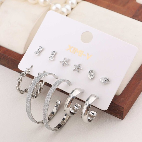 Կանացի զարդեր եվ աքսեսուարներ XIMI 6941963977654 6 PAIRS EARRINGS SET #03 (977654)