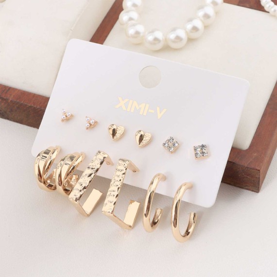 Կանացի զարդեր եվ աքսեսուարներ XIMI 6941963977685 6 PAIRS EARRINGS SET #06 (977685)