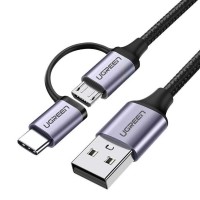 Cable UGREEN USB-A to Micro+USB-C 1m (Black) (30875)