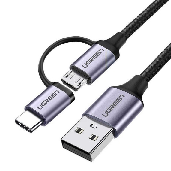 Cable UGREEN USB-A to Micro+USB-C 1m (Black) (30875)