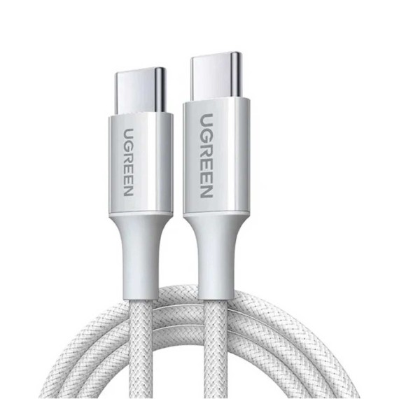 Кабель UGREEN USB-C to USB-C PD Fast Charging Braided 5A Max 1m (White) (65255)