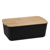 Bread basket KESPER 58450 PLASTIC W/BAMBOO LID BLACK 