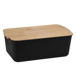 Bread basket KESPER 58450 PLASTIC W/BAMBOO LID BLACK 