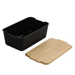 Bread basket KESPER 58450 PLASTIC W/BAMBOO LID BLACK 
