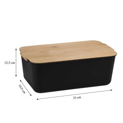 Bread basket KESPER 58450 PLASTIC W/BAMBOO LID BLACK 