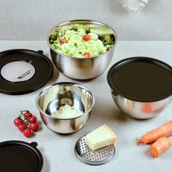 Bowl KESPER 90899 MIXING S.S W/SILICON BOTTOM SET 3PC+3 GRATERS (18/22/26)