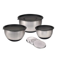 Bowl KESPER 90899 MIXING S.S W/SILICON BOTTOM SET 3PC+3 GRATERS (18/22/26)