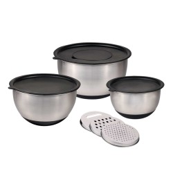 Bowl KESPER 90899 MIXING S.S W/SILICON BOTTOM SET 3PC+3 GRATERS (18/22/26)