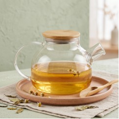 Թեյնիկներ/թեյի թրմիչներ RONG LIN WAH GW239A TEA POT BOROSILICATE W/BAMBOO COVER 1000ML 