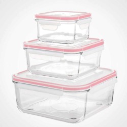 Մթերքի տարաներ LIMON 204835 GLASS W/LID SQUAR SET 3PC(906301) 