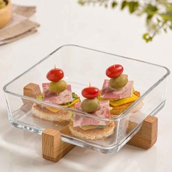 Տարա LIMON 216359 GLASSES SERVING PLATE ON WOOD STAND (908145) 
