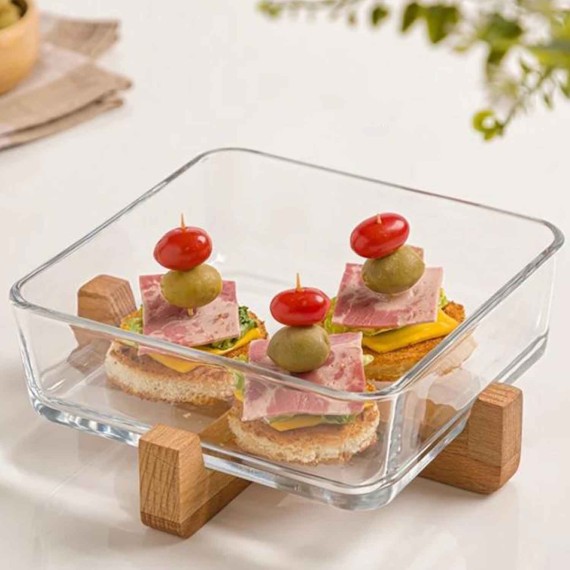 Bowl LIMON 216359 GLASSES SERVING PLATE ON WOOD STAND (908145) 