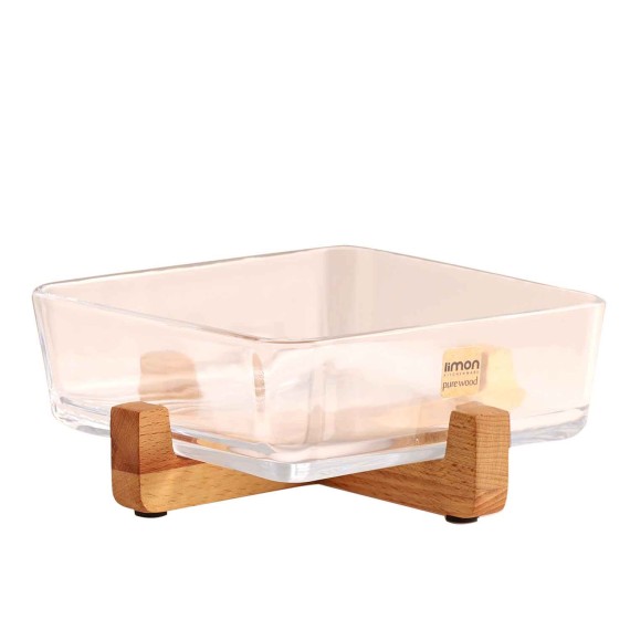 Bowl LIMON 216359 GLASSES SERVING PLATE ON WOOD STAND (908145) 