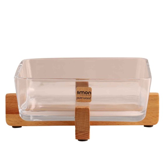 Bowl LIMON 216359 GLASSES SERVING PLATE ON WOOD STAND (908145) 
