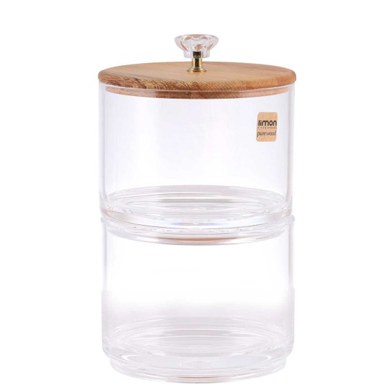 Банка LIMON 216759 ACRYLIC 2 FLOOR WOOD LID (908299) 
