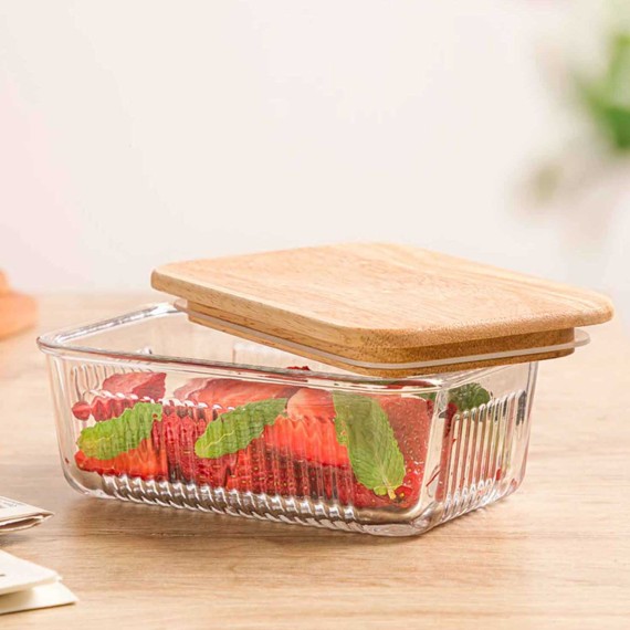 Пищевые контайнеры LIMON 219059 GLASSES W/LID WOOD 450ML (907957) 