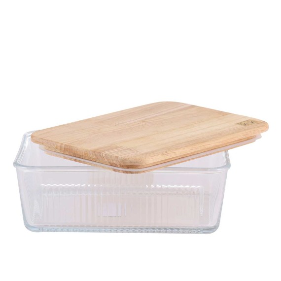 Մթերքի տարաներ LIMON 219159 GLASSES W/LID WOOD 1.1L (907940) 