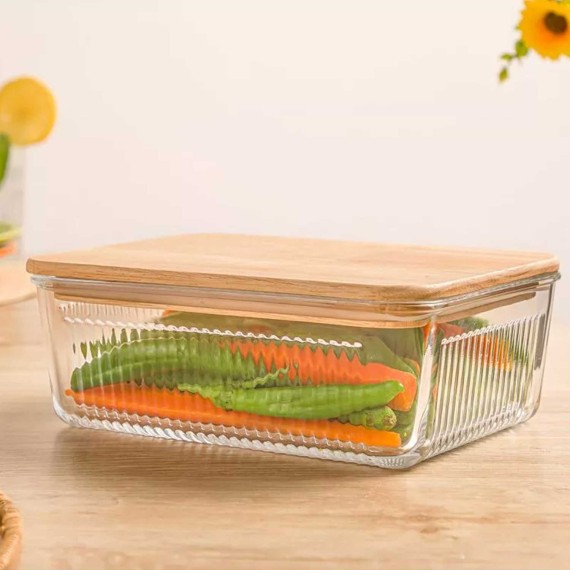 Մթերքի տարաներ LIMON 219159 GLASSES W/LID WOOD 1.1L (907940) 