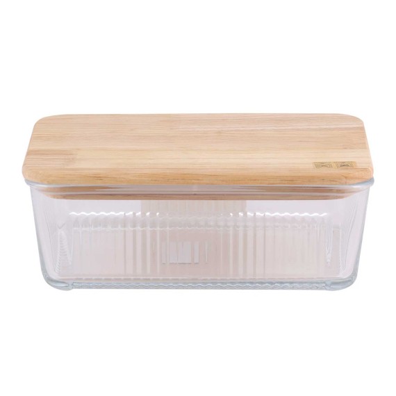 Մթերքի տարաներ LIMON 219159 GLASSES W/LID WOOD 1.1L (907940) 