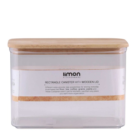 Jar LIMON 220159 RECT. SARINA W/LID WOOD 1.8L (908183) 