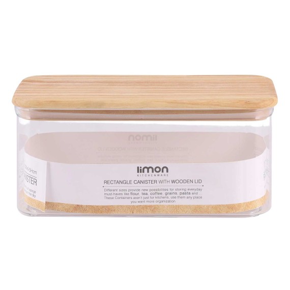 Банка LIMON 220259 RECT. SARINA W/LID WOOD 1L (908190) 