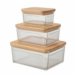 Пищевые контайнеры LIMON 221159 GLASS W/LID WOOD SET 3PC(907933) 