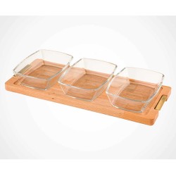 Մթերքի տարաներ LIMON 224559 SMALL SNACK SERVING 3 SECTION W/WOODEN BASE (908558) 