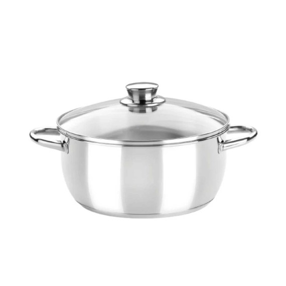 Casserols MONIX M451122 OPTIMA S.STEEL 22CM 3L GLASS LID 