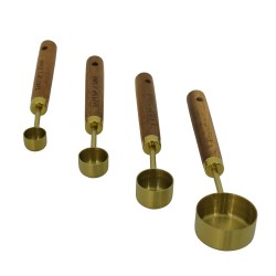 Kitchen & accessories XIMI 6941963979313 4PCS GOLD PLATED MEASURING SPOONS SET (ACACIA WOOD HANDLE) (GOLD) (979313)
