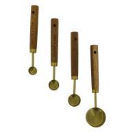 Kitchen & accessories XIMI 6941963979313 4PCS GOLD PLATED MEASURING SPOONS SET (ACACIA WOOD HANDLE) (GOLD) (979313)