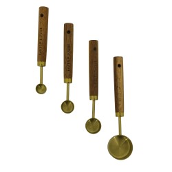 Kitchen & accessories XIMI 6941963979313 4PCS GOLD PLATED MEASURING SPOONS SET (ACACIA WOOD HANDLE) (GOLD) (979313)