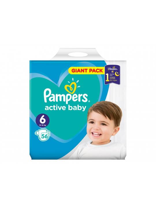 Տակդիր PAMPERS GIANT PACK N6 (13-18KG) 56PC (950130) 