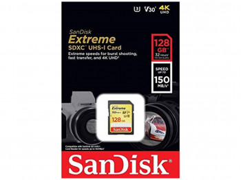 հիշողության քարտ SANDISK SD EXTREME SDXC UHS-I SDSDXV5-128G-GNCIN 128GB 