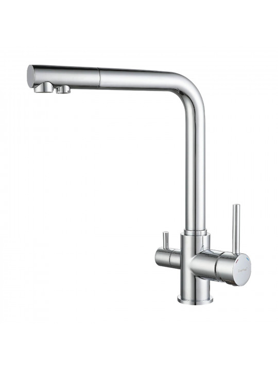 Kitchen tap GRANFEST СМЕСИТЕЛЬ Г-обр 3611 С краном питьевой воды D-35мм хром 