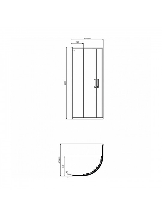 Душевая кабина-тумба IDEAL STANDARD CONNECT 2 QUAD 90X90 TSP S.B. 550MM (K9251EO)